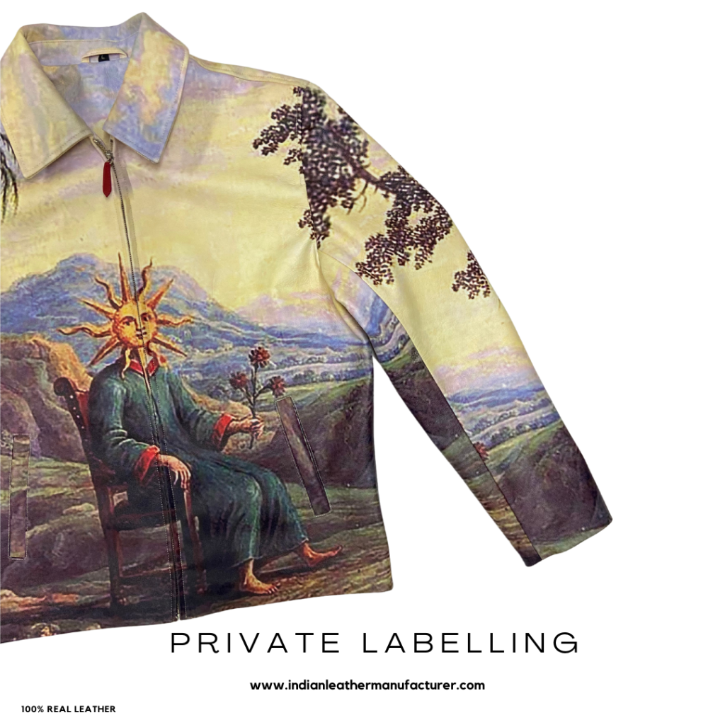 digitally printed leather jacket