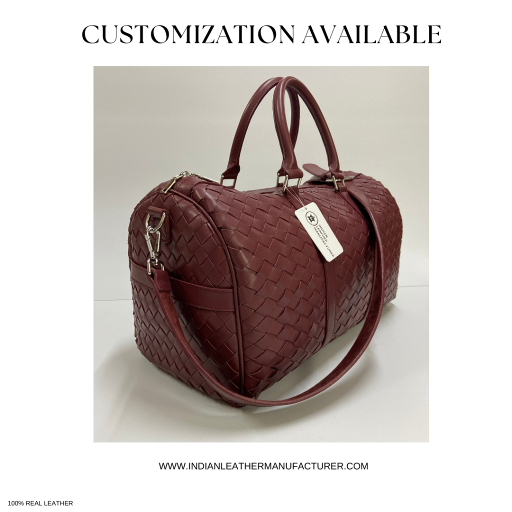 woven leather bag - burgandy customization