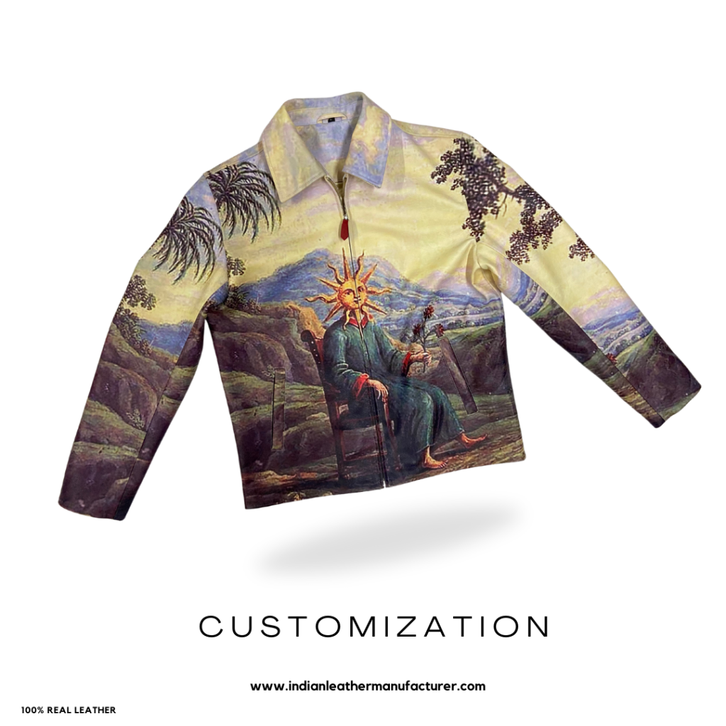luxury printed leather jacket by ILM