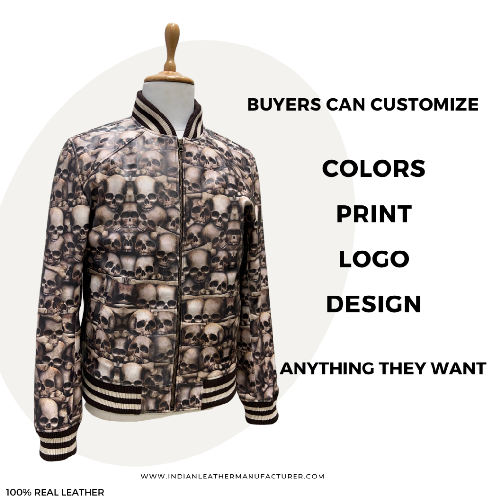 luxury printed leather jacket by ILM - customisation