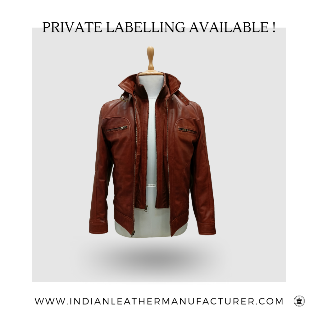 red leather biker jacket - private label