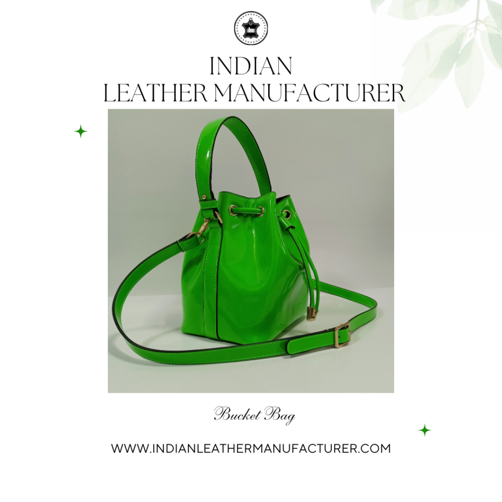 Handcrafted leather bucket bag made in India