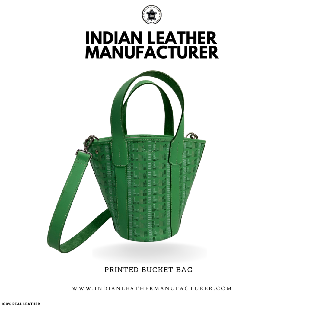 Custom leather bucket bag