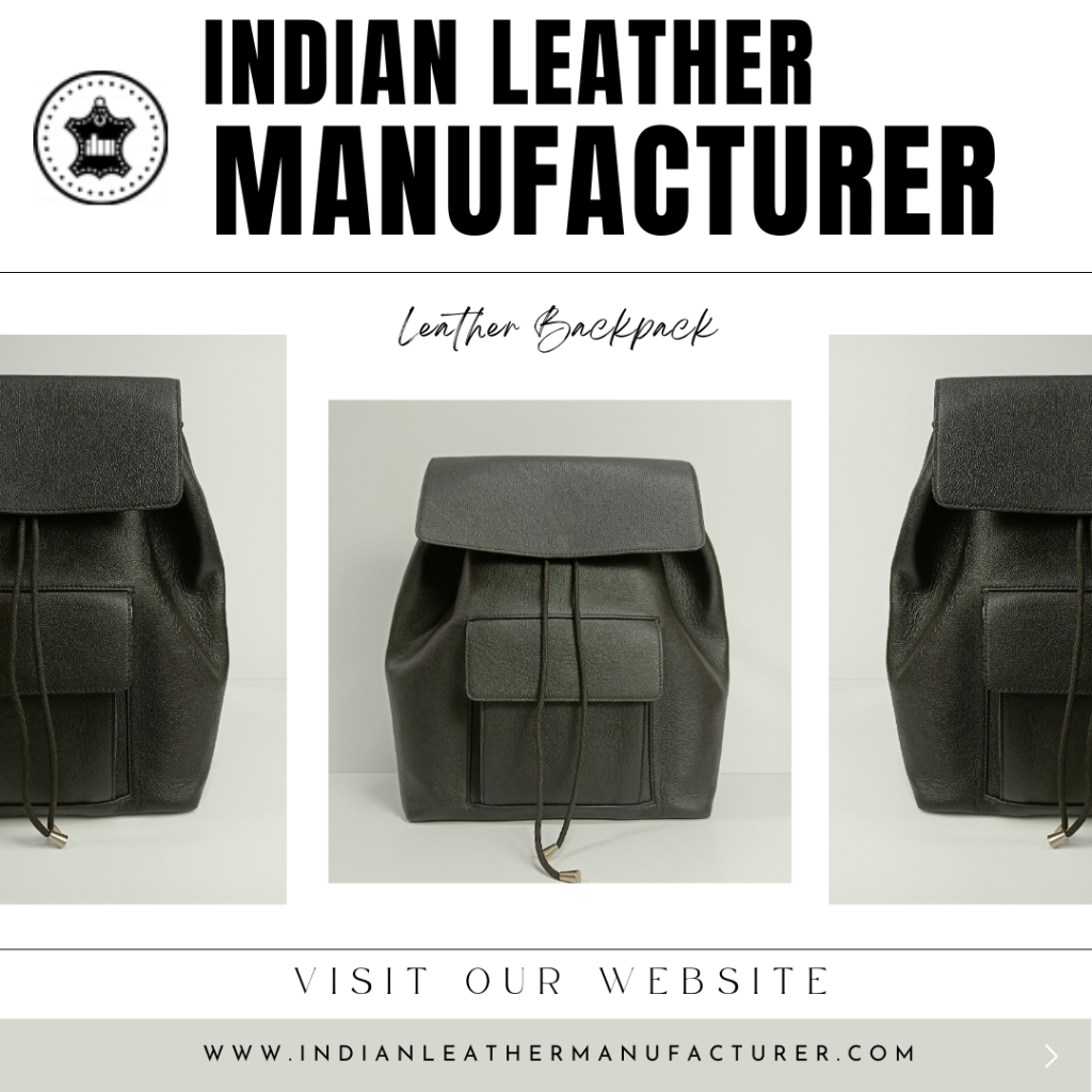 Handcrafted small leather backpack in premium black leather
