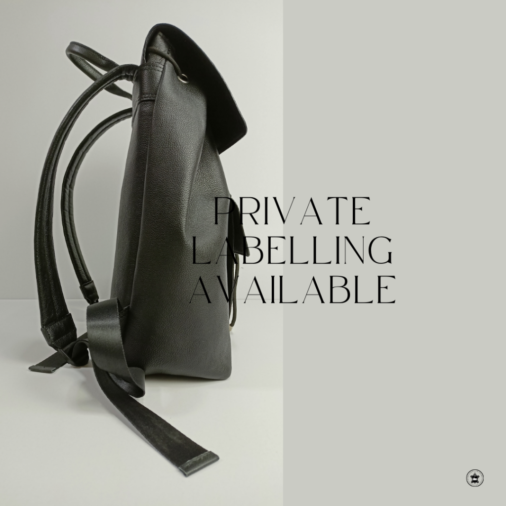 private label option for small leather backpack