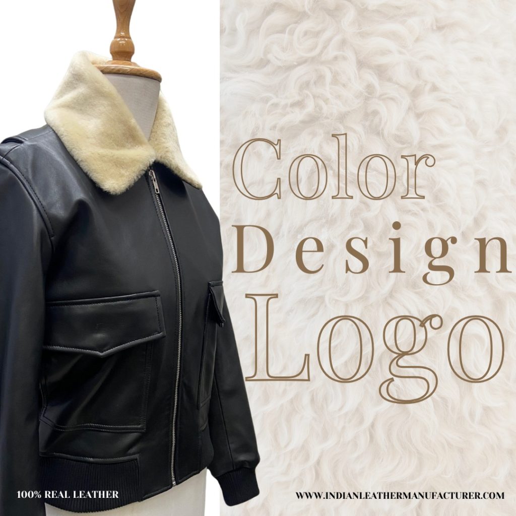 leather jacket with fur - options for colors, logo and designs
