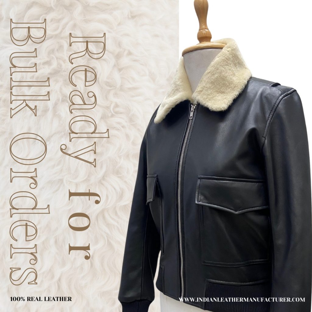 leather jacket with fur is ready for bulk orders