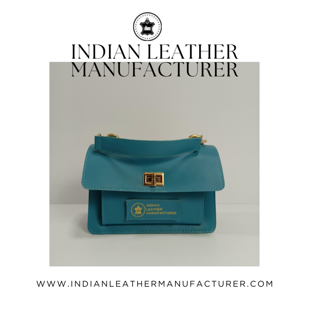 teal leather sling bag