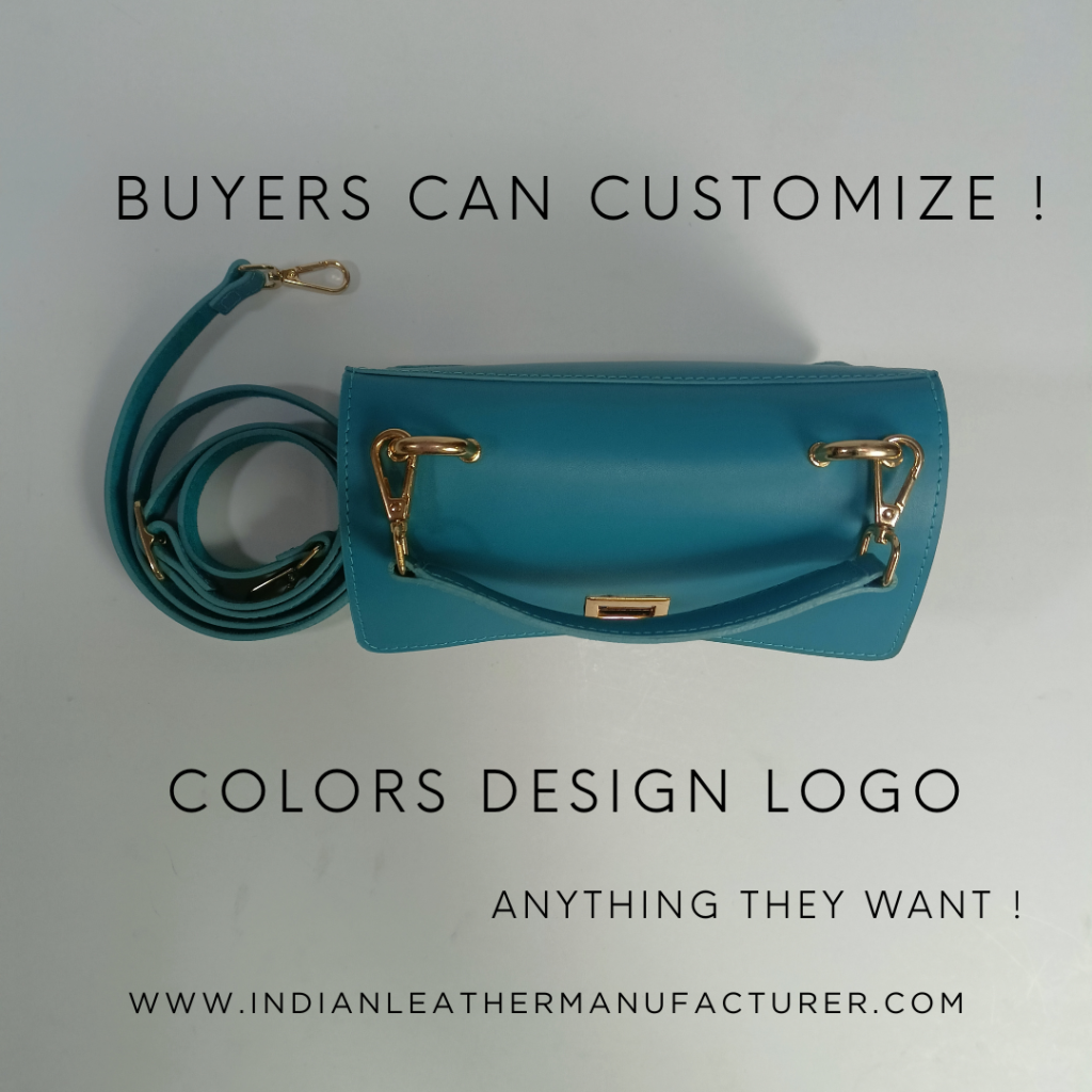 teal leather sling bag with options