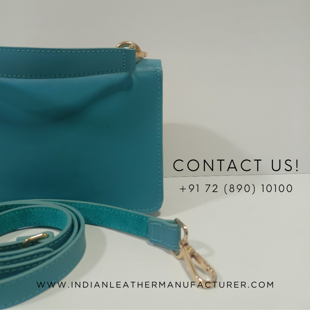 teal leather sling bag - contact us